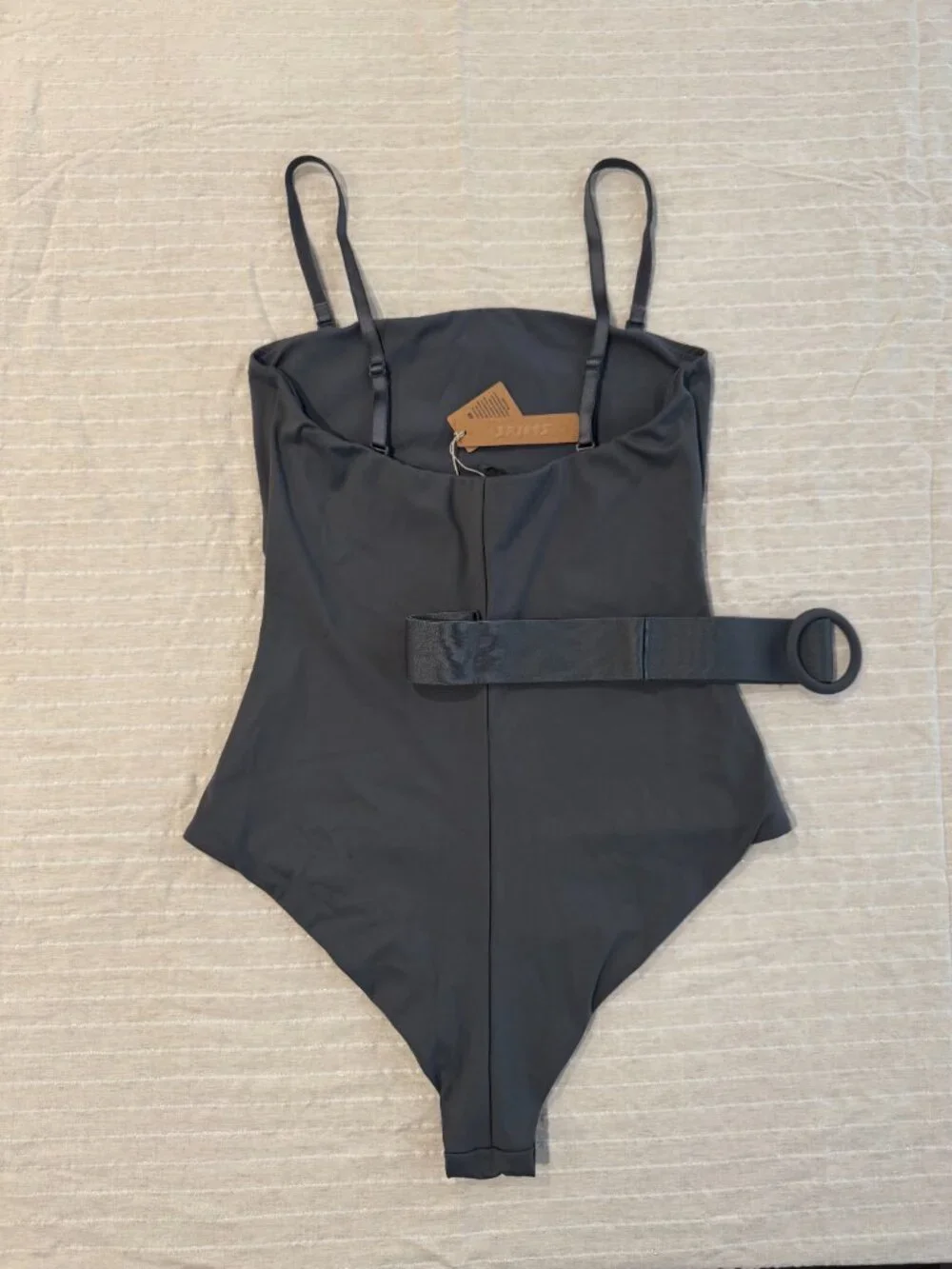 SKIMS Sculpting Swim Strapless One Piece in Gunmetal Size Large